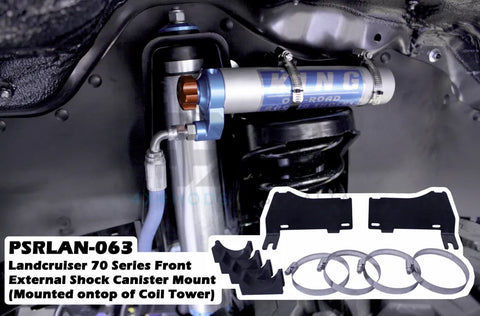Performance Suspension Racing Front External Shock Reservoir Mount - Coil Tower (Landcruiser 70 Series) — fits Toyo...
