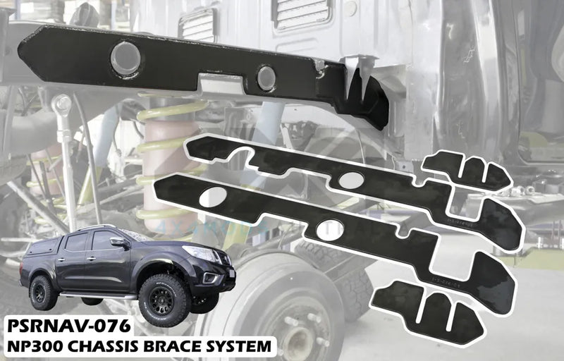 Performance Suspension Racing Dual Cab Coil Rear Weld On Chassis Brace Kit - 4 Plates (Navara NP300) — fits Nissan...