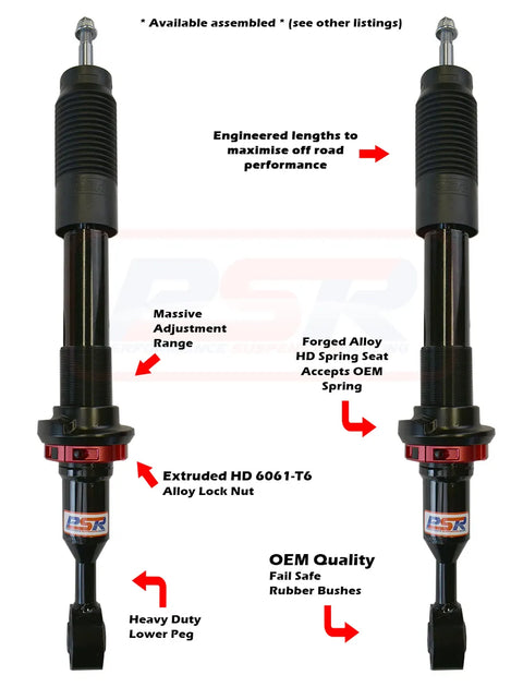 Performance Suspension Racing TTG Front Shock Absorber - PAIR (Landcruiser 200 Series) — fits Toyota Hilux An120 An...