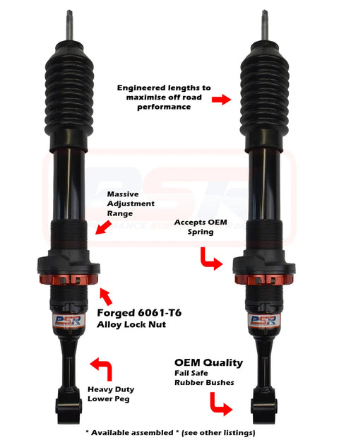 Performance Suspension Racing TTG Front 2-5" Adjustable Shock Absorber - PAIR (BT-50/Ranger PX) — fits Toyota Hilux...
