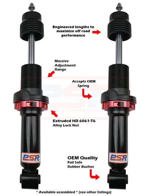 Performance Suspension Racing TTG Front 2-3" Adjustable Shock Absorber - PAIR (Triton ML - MR) — fits Toyota Hilux...