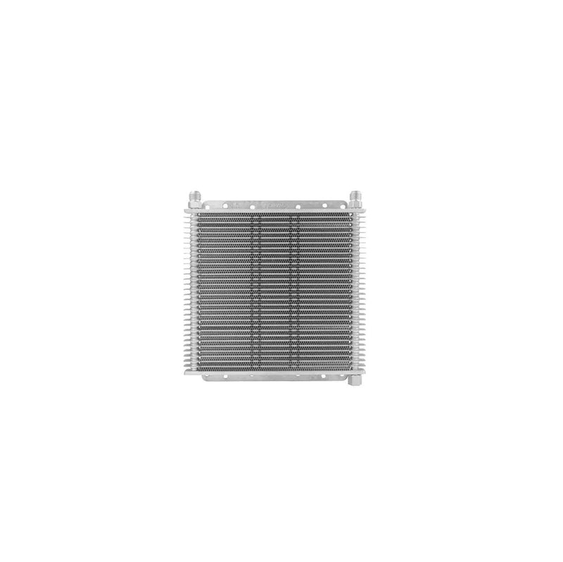 PWR Trans Oil Cooler - 280 x 255 x 19mm -8 AN fittings suits 11" SPAL Fan, Temp Switch Boss - Black Powder Coat