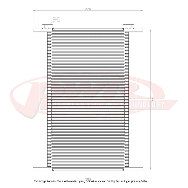 PWR Engine Oil Cooler - Plate and Fin 280 x 423 x 37mm 48 Row