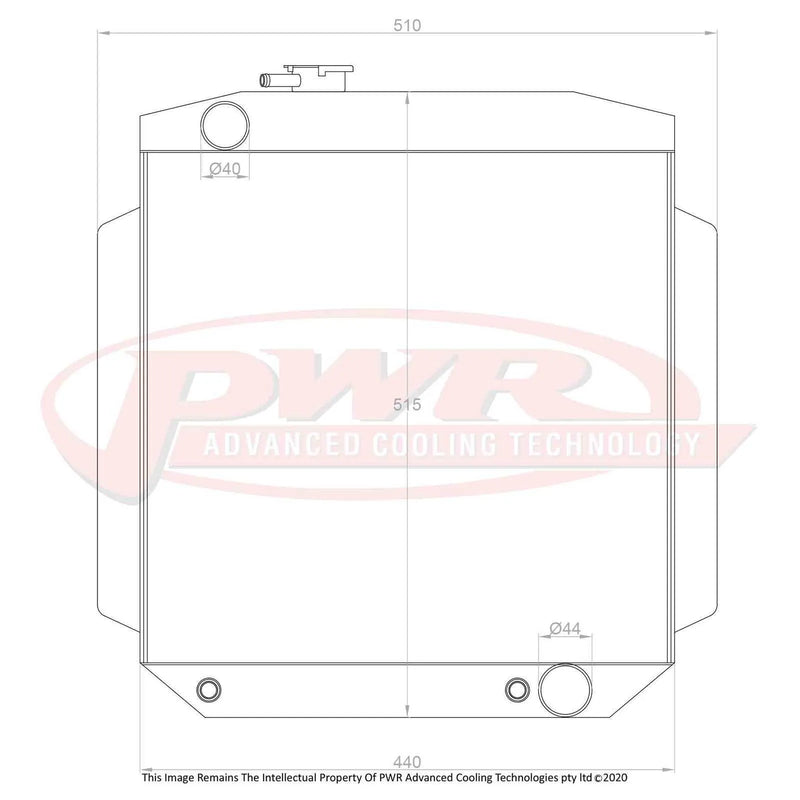 PWR 55mm Radiator w/ Opposed Outlets (Mustang 64-66) — fits Ford Mustang