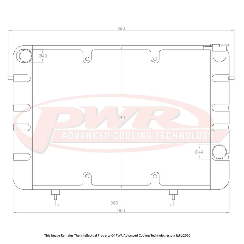 PWR 55mm Radiator w/ 16" SPAL Fan Mounts (Commodore 78-86) — fits Holden Commodore