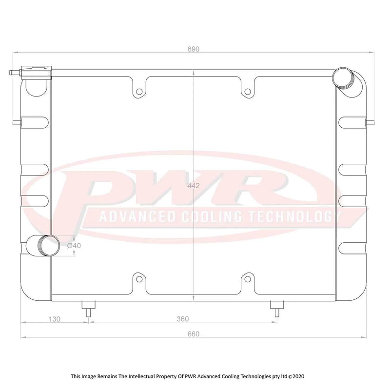 PWR 55mm Radiator w/ 16" SPAL Fan Mounts (Commodore 78-86) — fits Holden Commodore