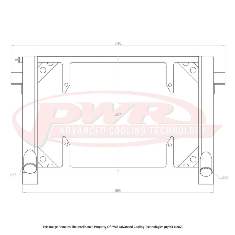 PWR 55mm Radiator w/ 16" SPAL Fan Mounts (GT40)