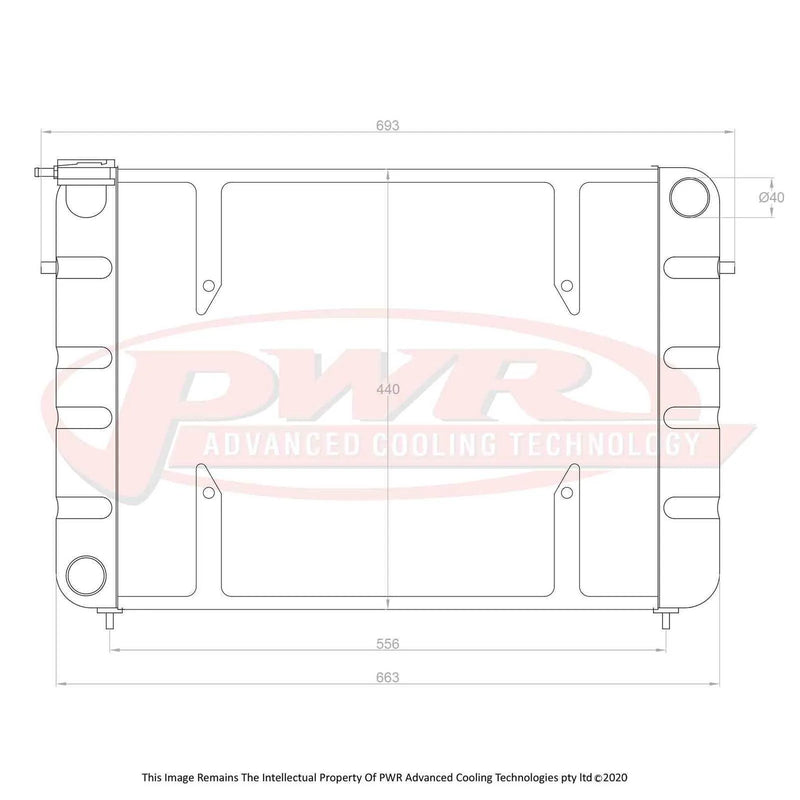 PWR 55mm Radiator w/ 16" SPAL Fan Mounts (Commodore 86-88) — fits Holden Commodore