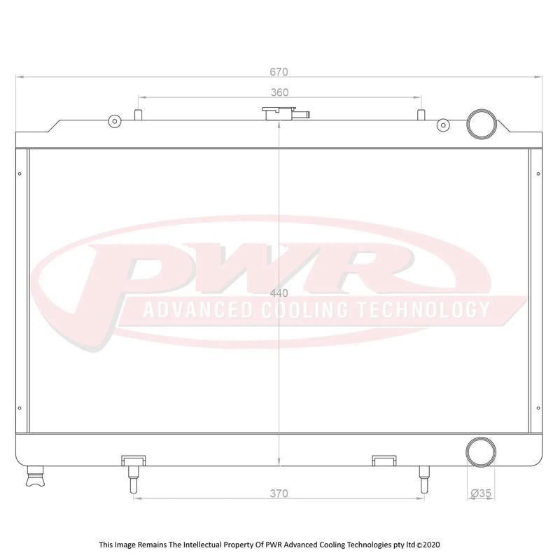 PWR 42mm Radiator (Silvia 180SX 88-90) — fits Nissan Silvia