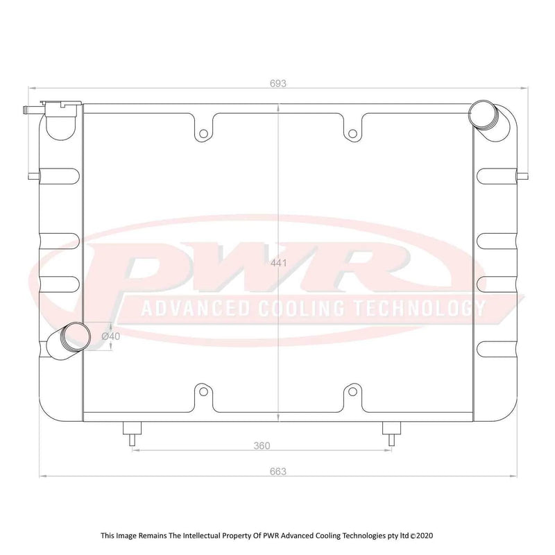 PWR 55mm Radiator w/ 16" SPAL Fan Mounts (Commodore 80-81) — fits Holden Commodore