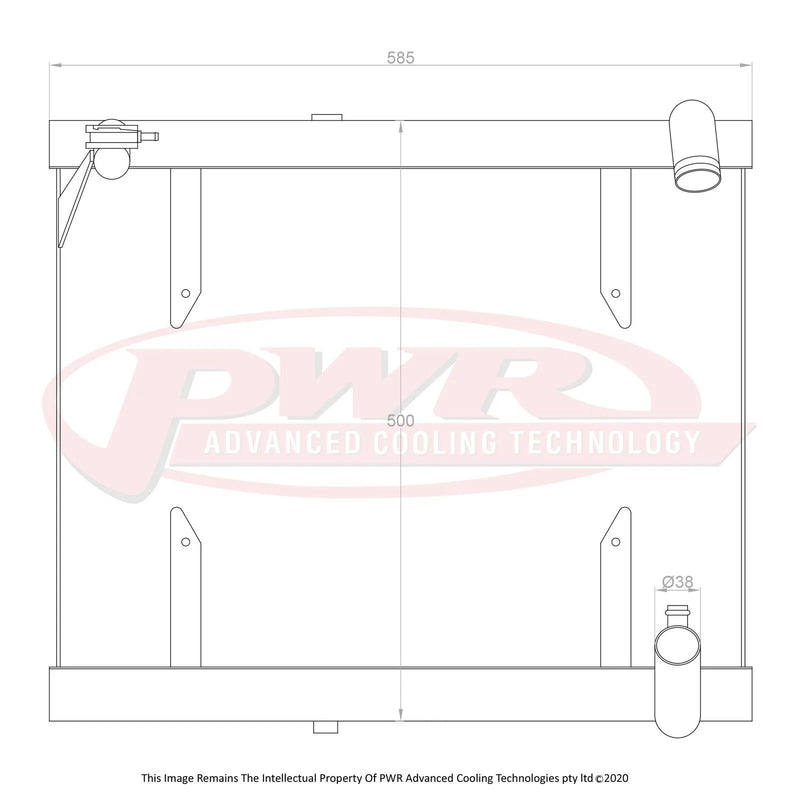 PWR 42mm Radiator w/ 16" SPAL Fan Mounts (RX7 89-92) — fits Mazda RX-7 Fd Series 6
