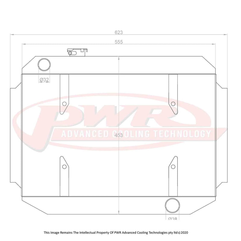 PWR 55mm Downflow Radiator w/ 13" SPAL Fan Mounts (Torana 69-74) — fits Holden Torana