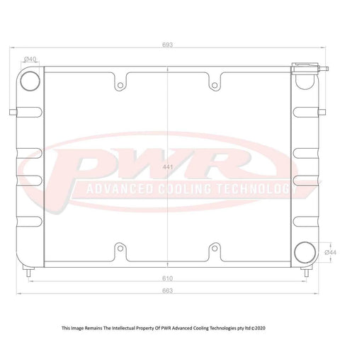 PWR 55mm Radiator w/ 16" SPAL Fan Mounts (Commodore 91-00)