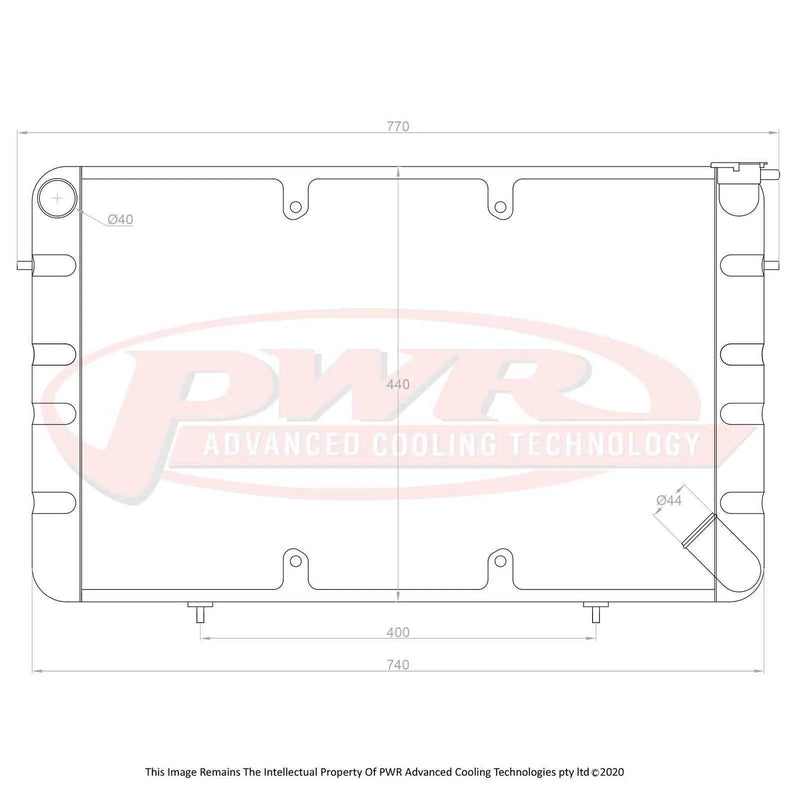 PWR 55mm Crossflow Radiator w/ 16" SPAL Fan Mounts (WB 80-84)