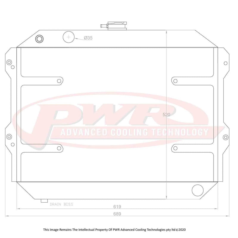 PWR 55mm Radiator w/ 16" SPAL Fan Mounts (260Z 74-78) — fits Nissan 260z