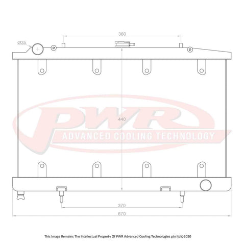PWR 55mm Radiator w/ Twin 12" SPAL Fan Mounts (Silvia 180SX 90-94) — fits Nissan Silvia