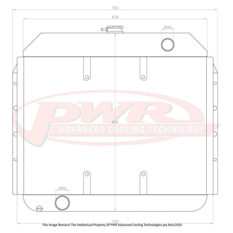 PWR 55mm Radiator w/ 16" SPAL Fan Mounts (F100 52-56)