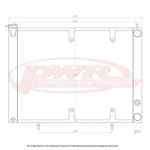 PWR 55mm Crossflow Radiator w/ 16" SPAL Fan Mounts (Skyline R33 GTR+GTST/R34 GTT 95-02) — fits Nissan Skyline R33 Gts