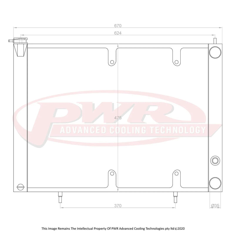 PWR 55mm Crossflow Radiator w/ 16" SPAL Fan Mounts (Skyline R33 GTR+GTST/R34 GTT 95-02) — fits Nissan Skyline R33 Gts
