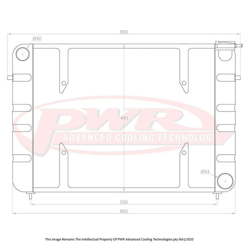 PWR 55mm Radiator w/ 16" SPAL Fan Mounts (Commodore 86-88) — fits Holden Commodore