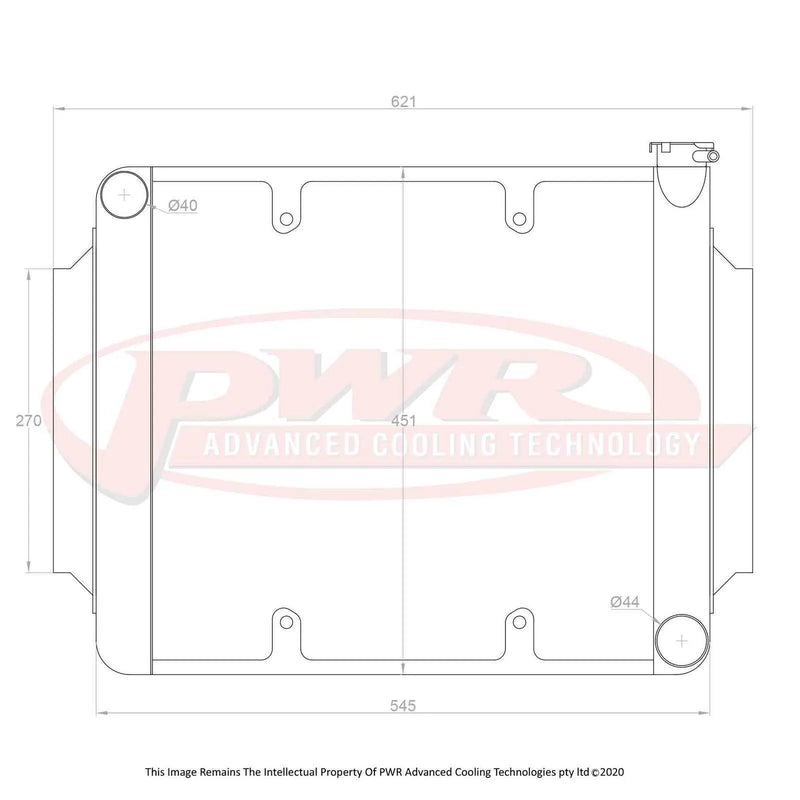 PWR 55mm Crossflow Radiator w/ 16" SPAL Fan Mounts (Torana 69-74) — fits Holden Torana