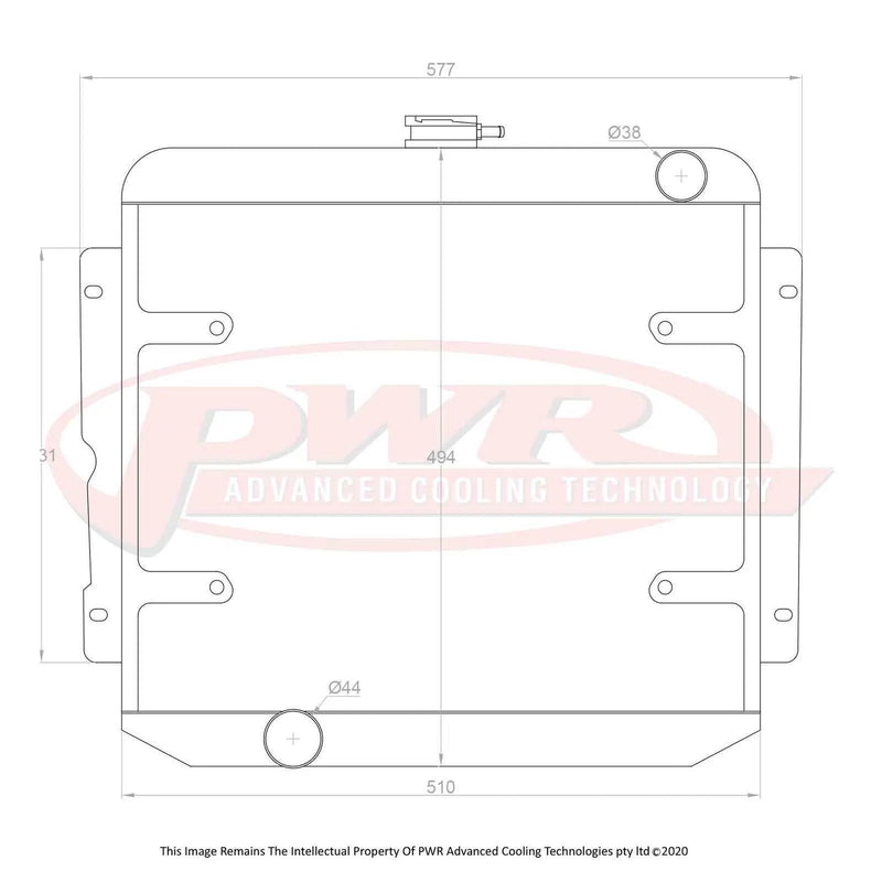 PWR 55mm Radiator w/ 16" SPAL Fan Mounts (Falcon 65-66)