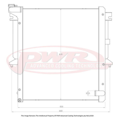 PWR 42mm Closemesh Radiator - 90 Deg Lower Outlet (Triton ML-MN 2.5L/3.5L 08-15)