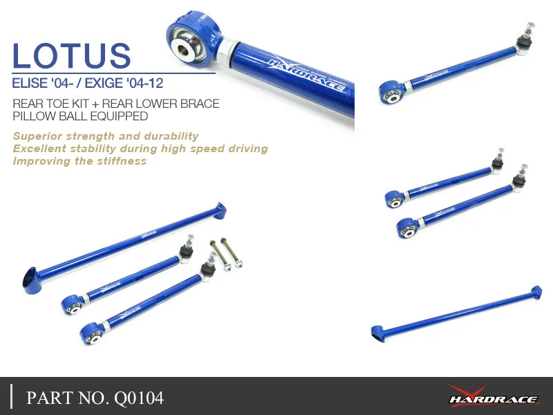 Hard Race Rear Toe Kit + Rear Lower Brace (Lotus Elise/Exige 01-11) — fits Jeep Wrangler