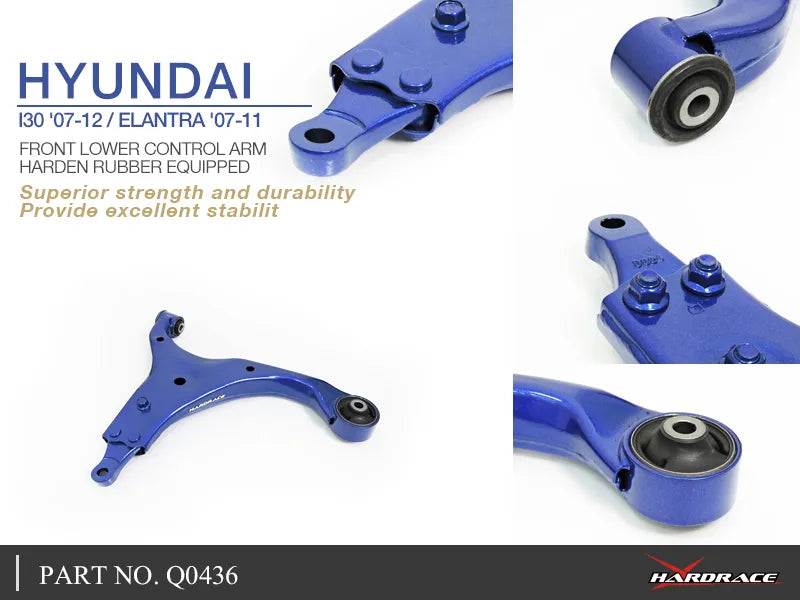 Hard Race Front Lower Control Arm - Hardened Rubber (i30 07-12) — fits Hyundai Elantra