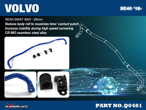 Hard Race Rear Sway Bar - 28mm (Volvo XC40)