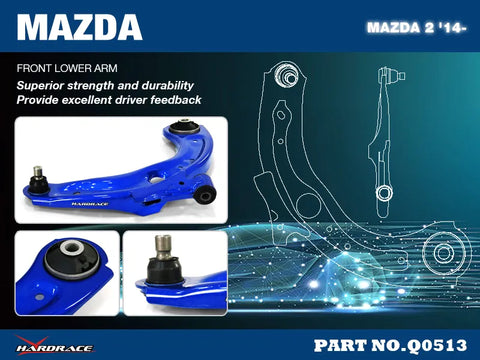 Hard Race Front Lower Control Arm - Hardened Rubber (Mazda 2 2016+) — fits Mazda 2 Gen 3