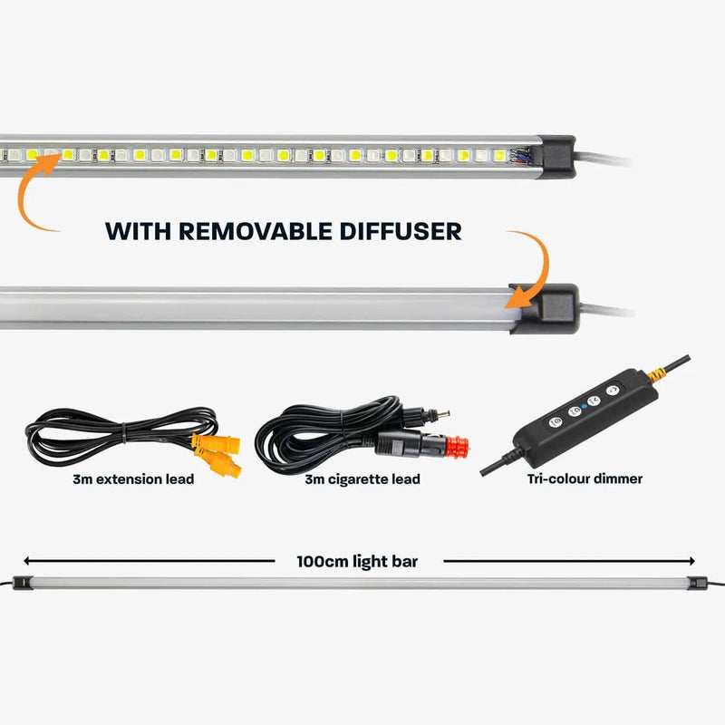Hardkorr 100cm Super Bright LED Light Bar Orang White with Cigarette Diffuser