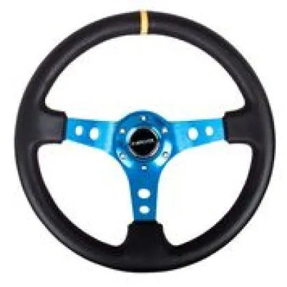 NRG Reinforced Steering Wheel 350mm, 3in. Deep Black/Blue/Yellow CM