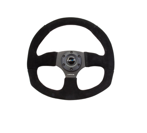 NRG Reinforced Steering Wheel Flat Bottom Suede Black