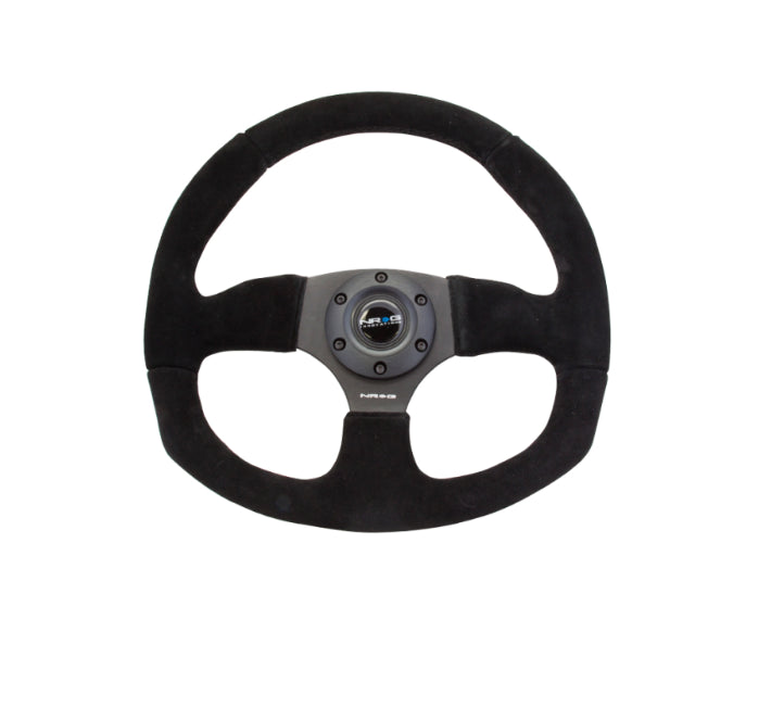 NRG Reinforced Steering Wheel Flat Bottom Suede Black