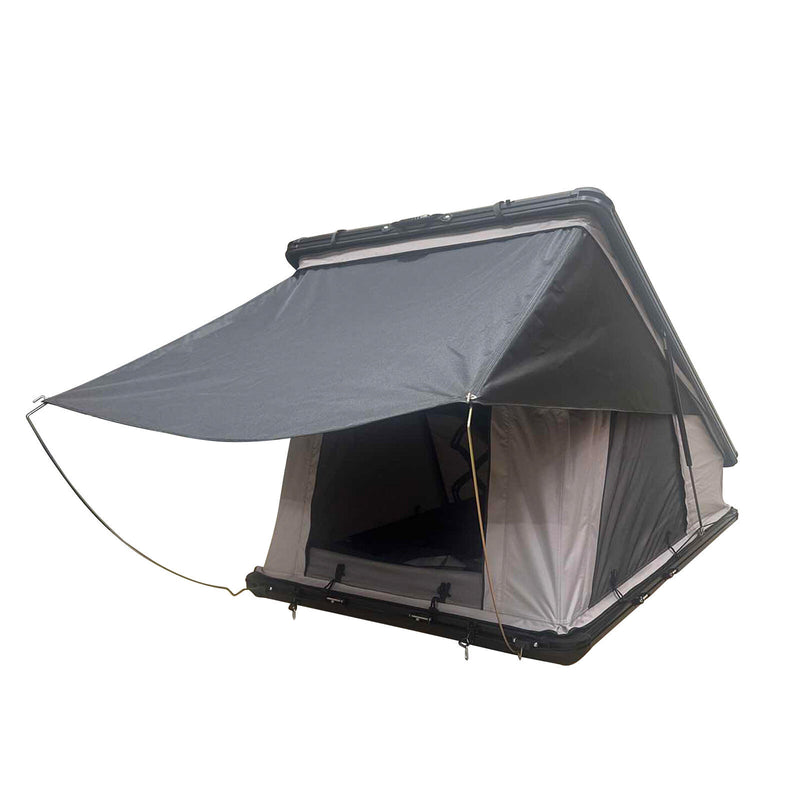 Grey Roof Canopy Water-Proof Canvas Roof Top A-Frame Tent Fit For Car w/ Ladder