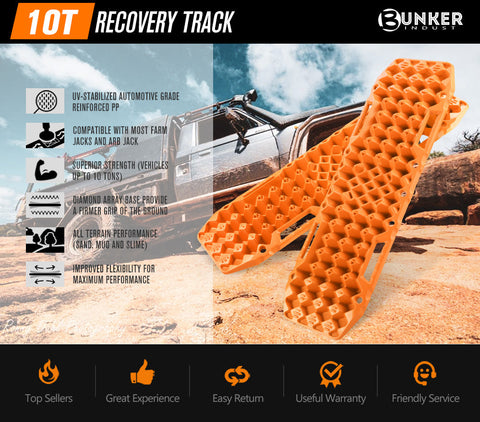 Bunker Indust Recovery Tracks Farm Jack Base 10T Board Sand Mud Snow OffRoad 4WD - Orange