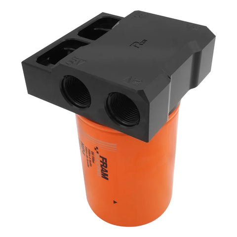 RTS RTS Remote Oil Filter Head With FRAM HP4 Filter 13/16''-16 Thread 4x Side AN12 ORB Ports Billet Aluminium Black