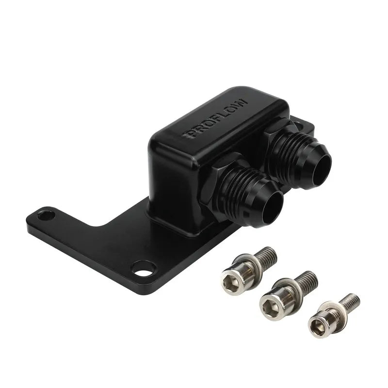 RTS RTS Oil Block Adaptor Remote GM LS Billet Aluminium Black Anodised 90 Degree -10AN Ports