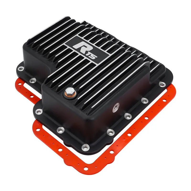 RTS RTS Transmission Pan Deep Aluminum For Ford C6 Finned Black Powdercoat