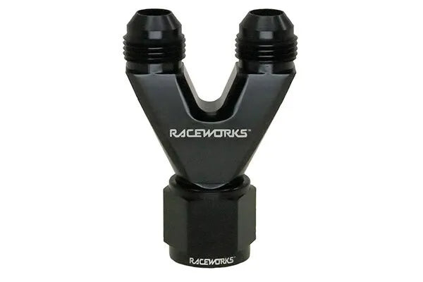 Raceworks Straight Y-Block 2x AN-6 Male Flare - AN-8 Female AN Swivel