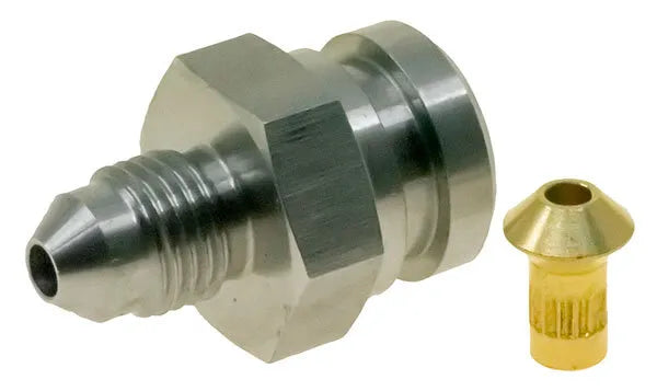 Raceworks 7/16in.-24 Female Inverted Flare To AN-4 W/ Brake Locator Stainless Steel