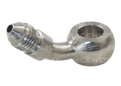 Raceworks 10.2mm Banjo To An-3 Male Flare Stainless Steel 45Deg