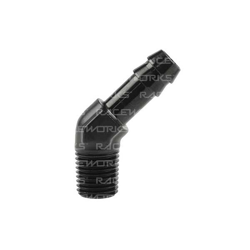 Raceworks Male Npt 1/8" To 5/16" Barb 45 Deg