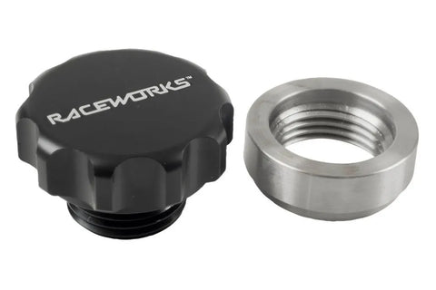 Raceworks 1"/25.4mm Steel Weld on Filler With Male Cap - Black