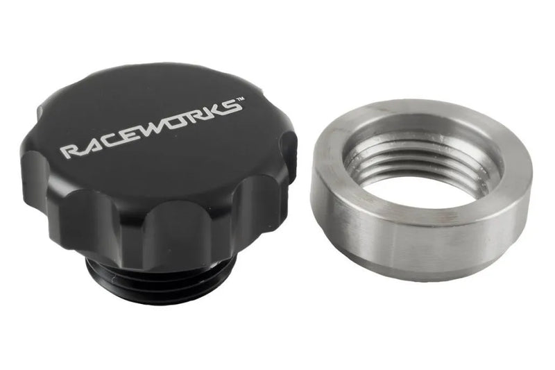 Raceworks 1"/25.4mm Steel Weld on Filler With Male Cap - Black