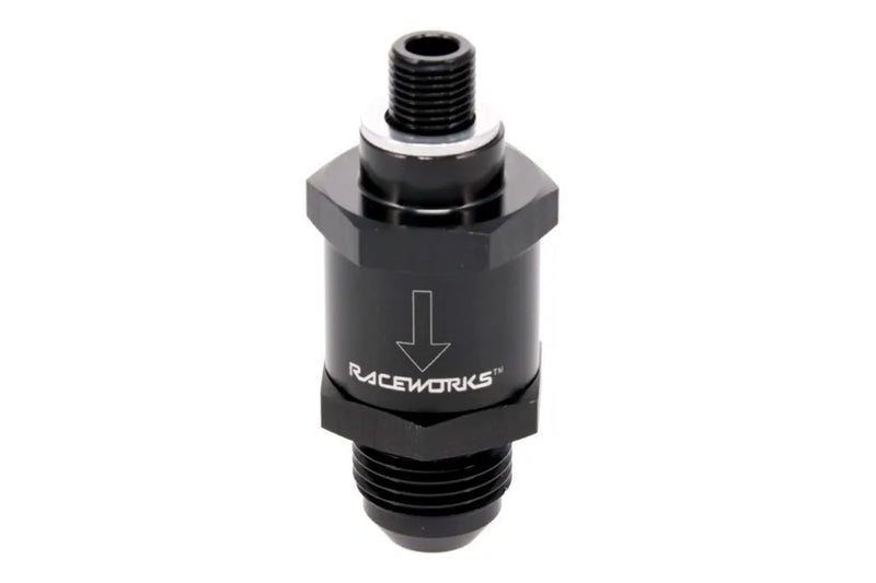 Raceworks M10x1.0 Metric to AN-8 One Way Valve