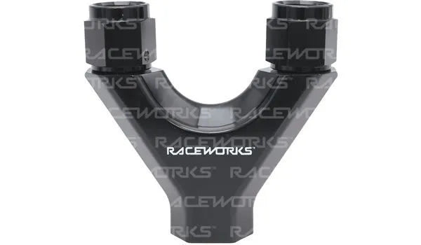 Raceworks Y Block 2x Female AN Swivels 1x AN O-Ring Port