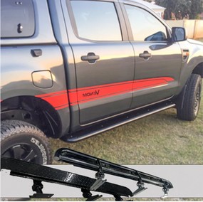 Rockarmor Steel Rockslider Side Steps To Suit Ford Ranger Px1,2,3 Dual Cab/Extra Cab 2012-2022