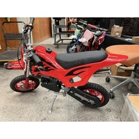 Red Mini Motor Dirt Bike Kids Pocket 2 Stroke Motorbike ATV Twin Exhaust Tip Toys 49cc Without 2 Wheels